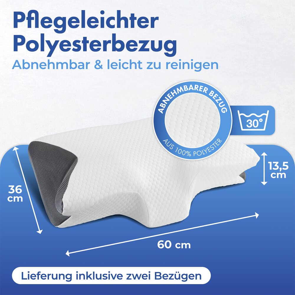 Seitenschläfer-Nackenstützkissen Mod. Visco  Seitenschläfer Kopfkissen mit Arm-Komfortzone