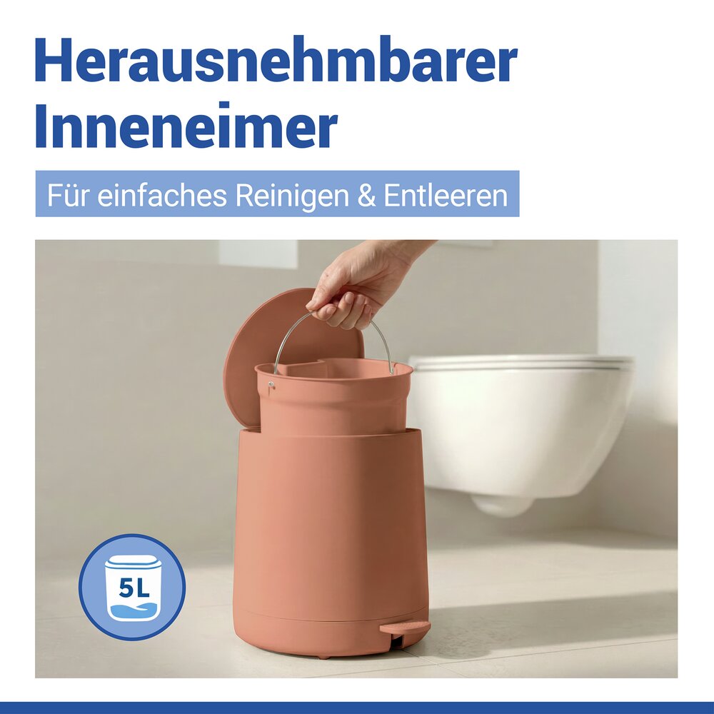 Kosmetik Treteimer Mod. Fablo Braun  mit Soft-Touch-Beschichtung, 5 L