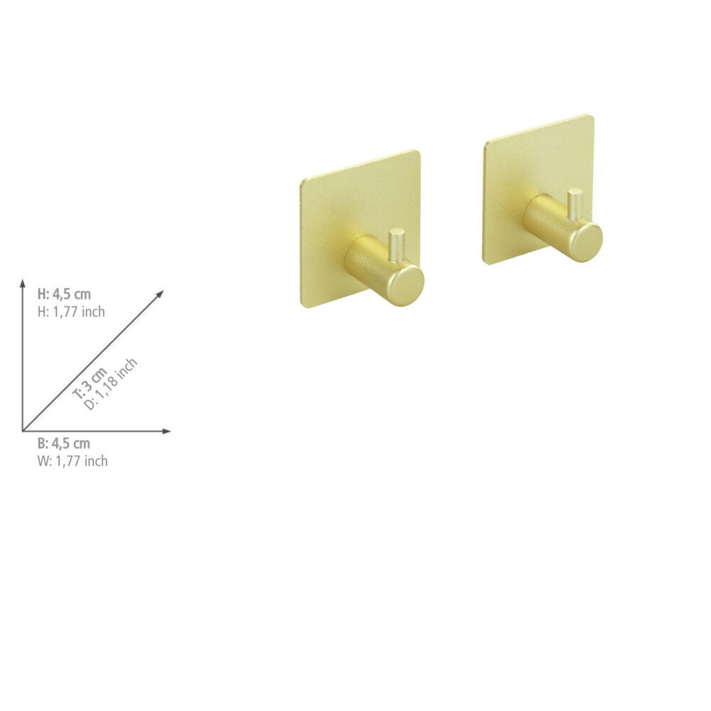 Crochets muraux Ureo Gold, lot de 2  en aluminium