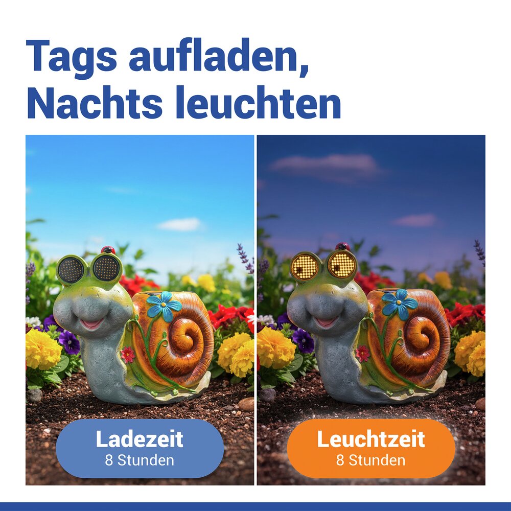 LED Gartenfigur Schnecke Mod. Blinky Eyes  solarbetriebene Gartendekoration mit leuchtenden Augen