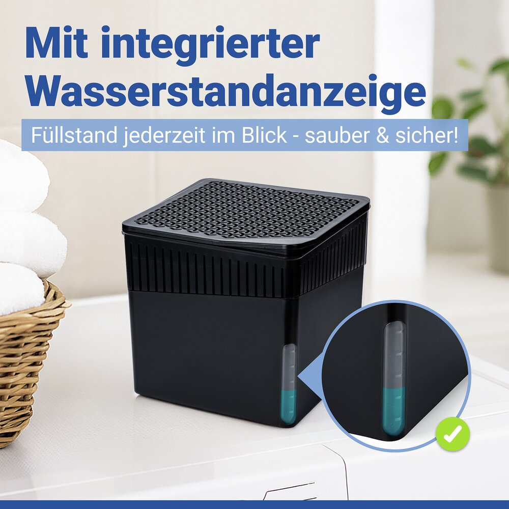 Raumentfeuchter Mod. Cube 1000 g Schwarz  beugt Schimmel und Gerüchen vor
