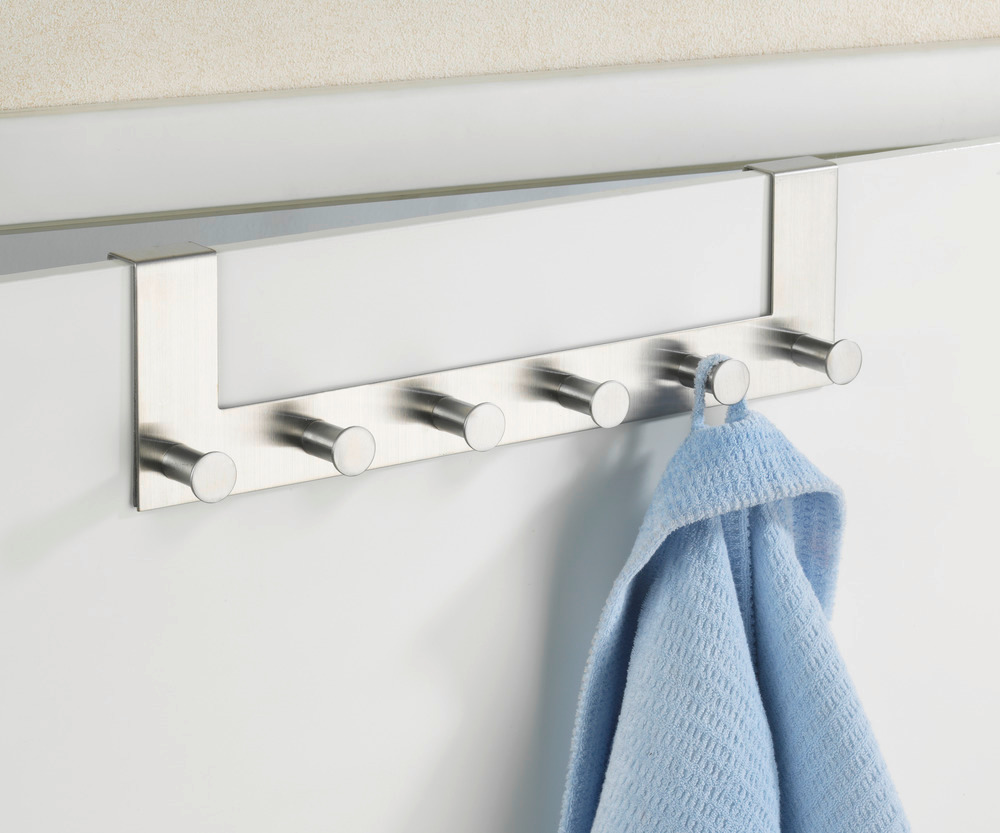 Türgarderobe Edelstahl Mod. Celano  6 Haken, für Türfalzstärken bis 2 cm