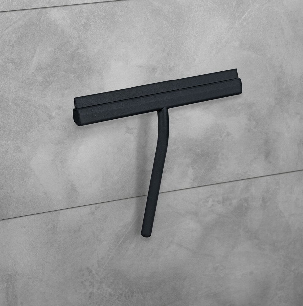 Badabzieher Mod. Agana, schwarz, Silikon, Edelstahl, magnetisch  mit magnetischer Wandhalterung