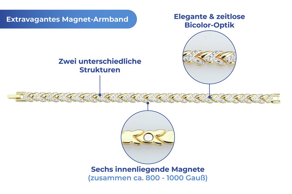 Magnet-Armband „Bicolor“  mit 6 Magneten