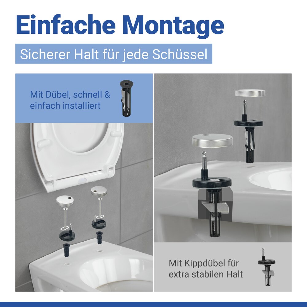 Premium WC-Sitz Mod. Ios  Thermoplast, Fix-Clip Hygiene-Befestigung