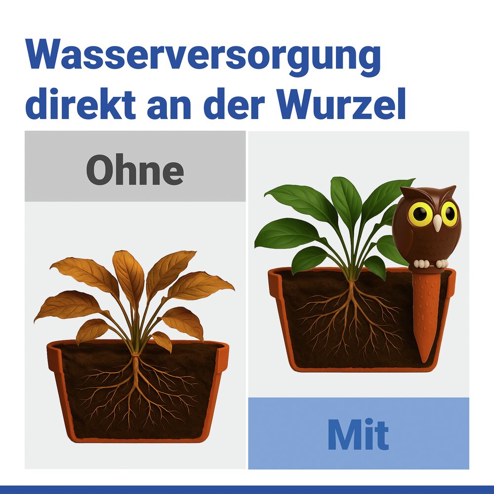 Jumbo Bewässerungsspike Eule, 1,6 l  für automatische Pflanzenbewässerung