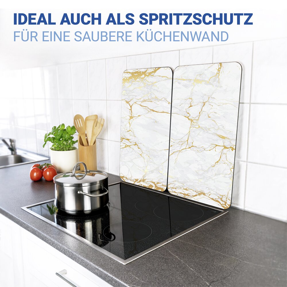 Herdabdeckplatte Universal Mod. Marmor Gold, 2er Set  für alle Herdarten geeignet
