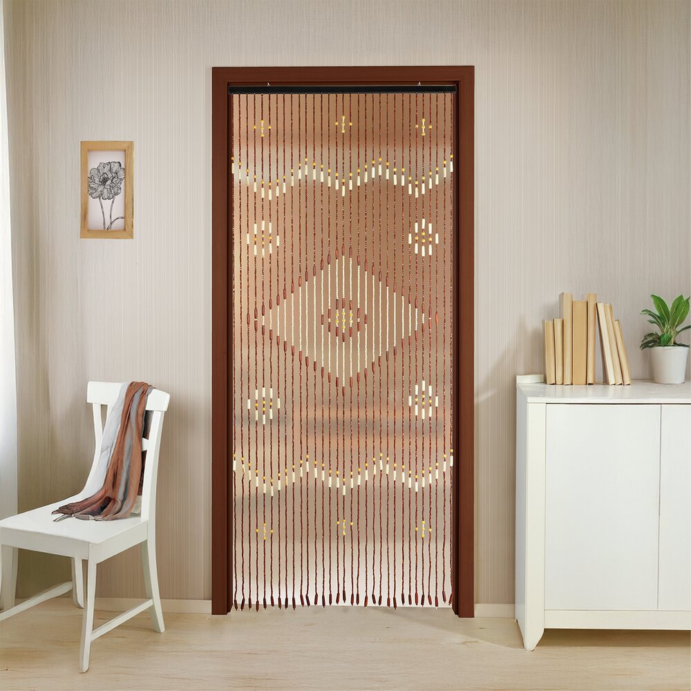 Bambusvorhang Rhombus, mehrfarbig, holz, 90x200 cm  31 Stränge, Ahornholzperlen