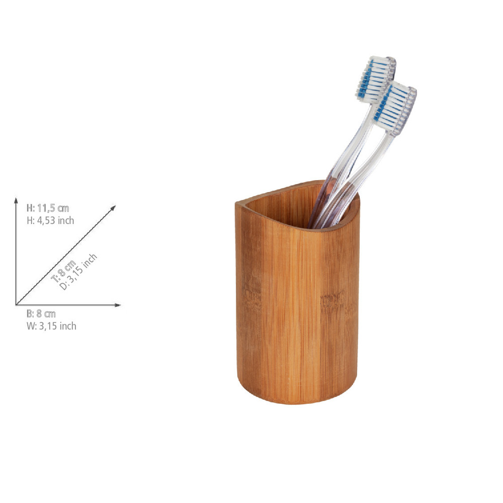 Porte-brosse à dents mod. Bedollo, naturel, bambou, Ø8x11,5 cm  design moderne et écologique