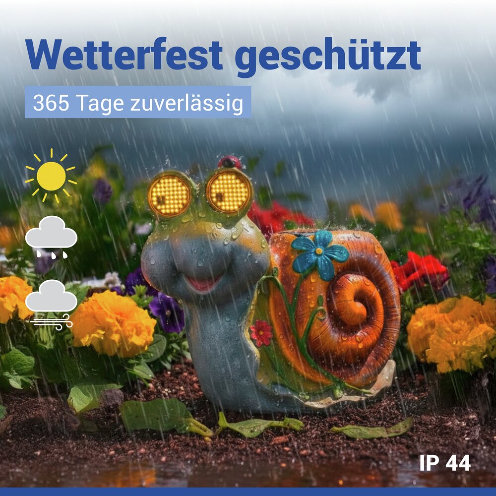 LED Gartenfigur Schnecke Mod. Blinky Eyes  solarbetriebene Gartendekoration mit leuchtenden Augen