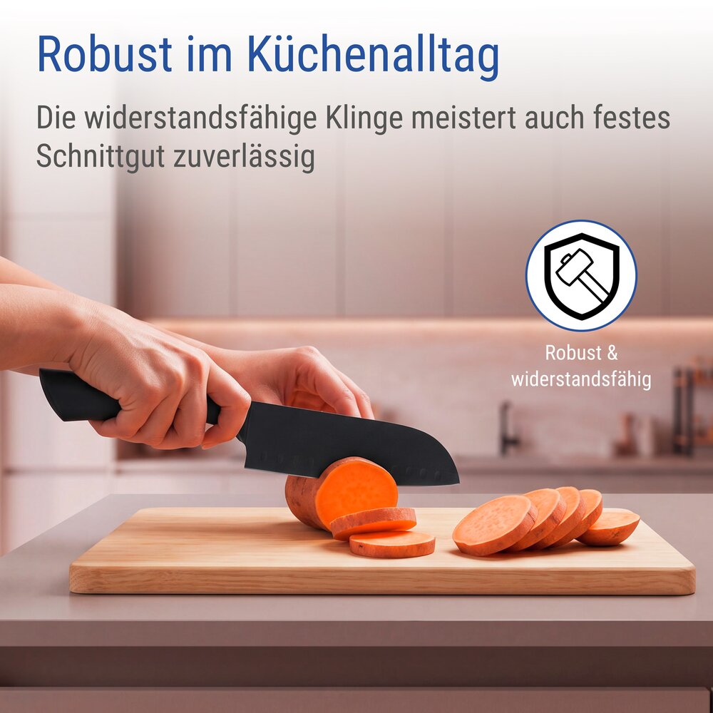 Couteau Santoku Mod. Ace, noir  couteaux de cuisine en acier inoxydable