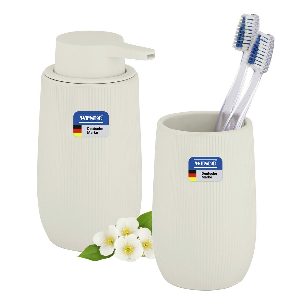 Bad-Accessoire Set Mod. Fablo Creme, 2-teilig  aus hochwertiger Keramik