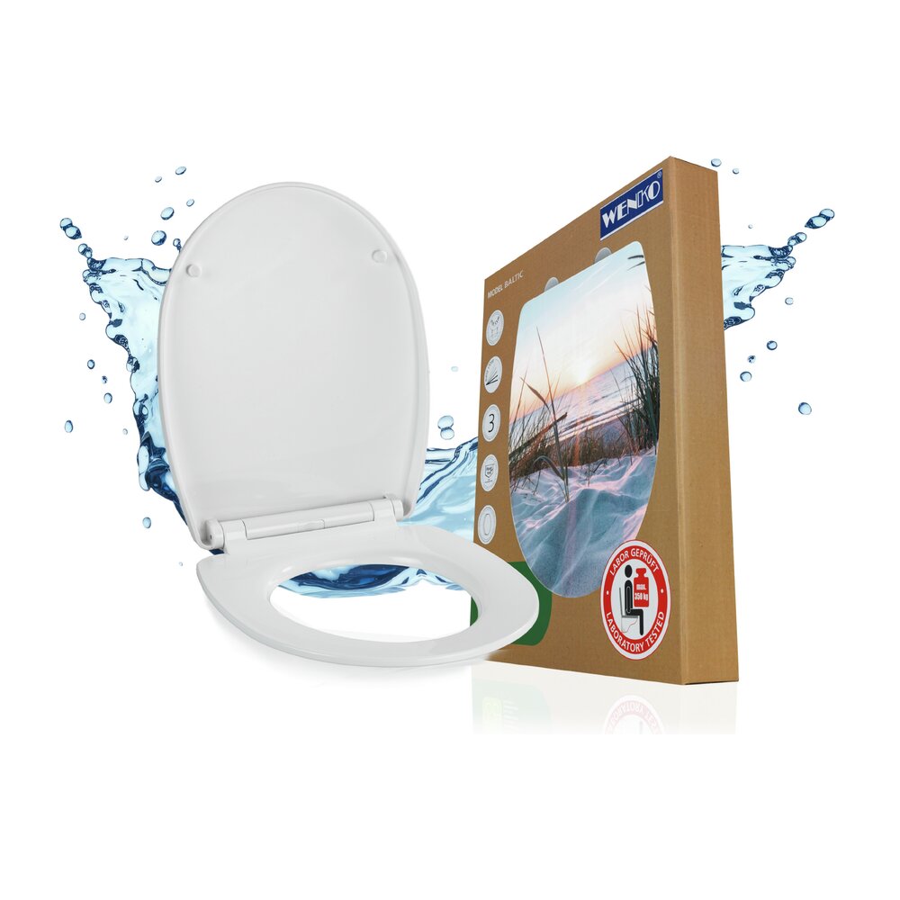 Toilettensitz Mod. Baltic in Hochglanz mit Absenkautomatik aus Thermoplast  WC-Sitz mit Absenkautomatik, Schnellbefestigung