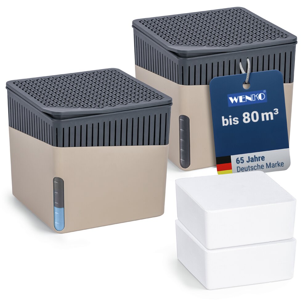Raumentfeuchter Mod. Cube Beige 1000 g, 2er Set  beugt Schimmel und Gerüchen vor