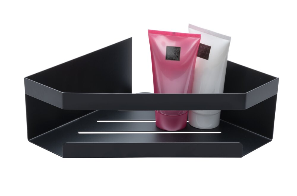 Eckablage Mod. MELETO Schwarz  aus Edelstahl