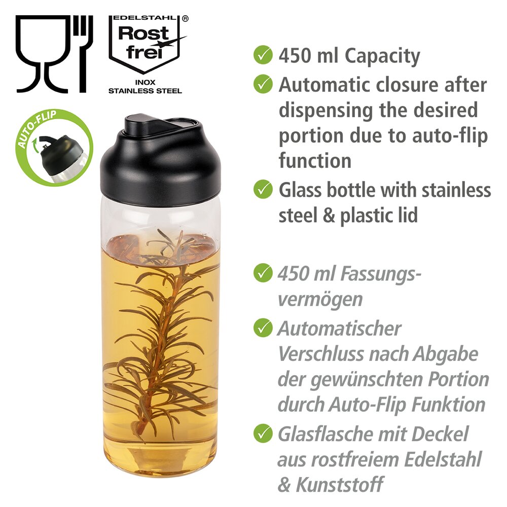Öl & Essig Spender Mod. Flip 0,45 L  mit Auto Flip für automatischen Verschluss