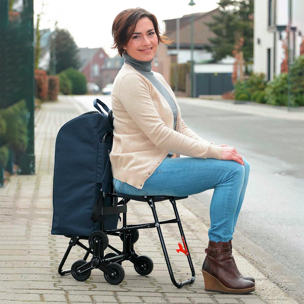 Einkaufstrolley mit Sitz  Dreirad-System fürs Treppensteigen