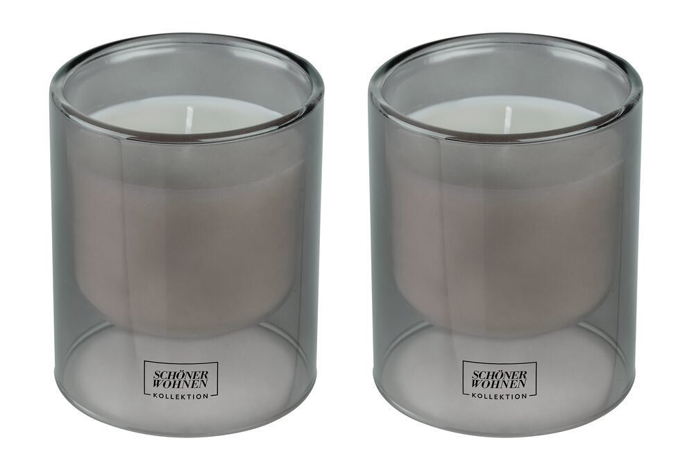 Collection SCHÖNER WOHNEN Bougie parfumée Mod. Cedar L, lot de 2  Durée de combustion : 45 - 55 heures