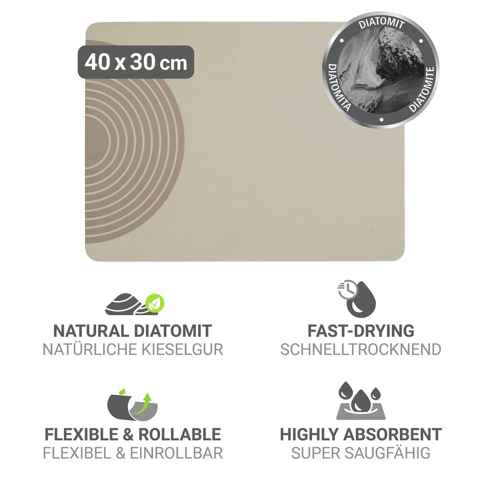 Afwateringsmat Mod. Dima, beige, rubber, kunststof, 40x30 cm