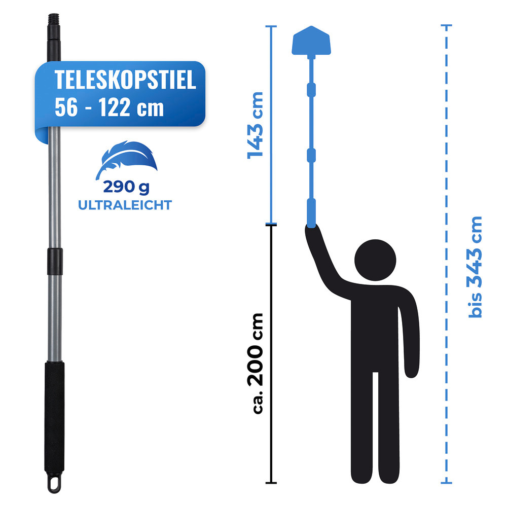 Multiflex-Wischer inkl. Teleskopstiel  für Fliesen, Fenster und Böden geeignet