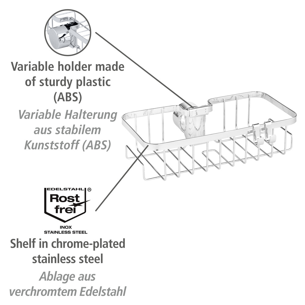 Duschstangencaddy Mod. Floresta Eckig  Anbringung ohne Bohren und Schrauben