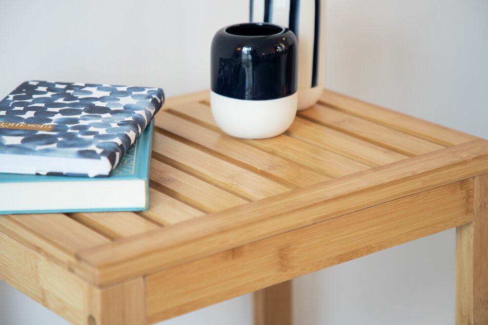 Tabouret Bois Salle de bain, 40x30x46 cm, Bambusa  Bambou