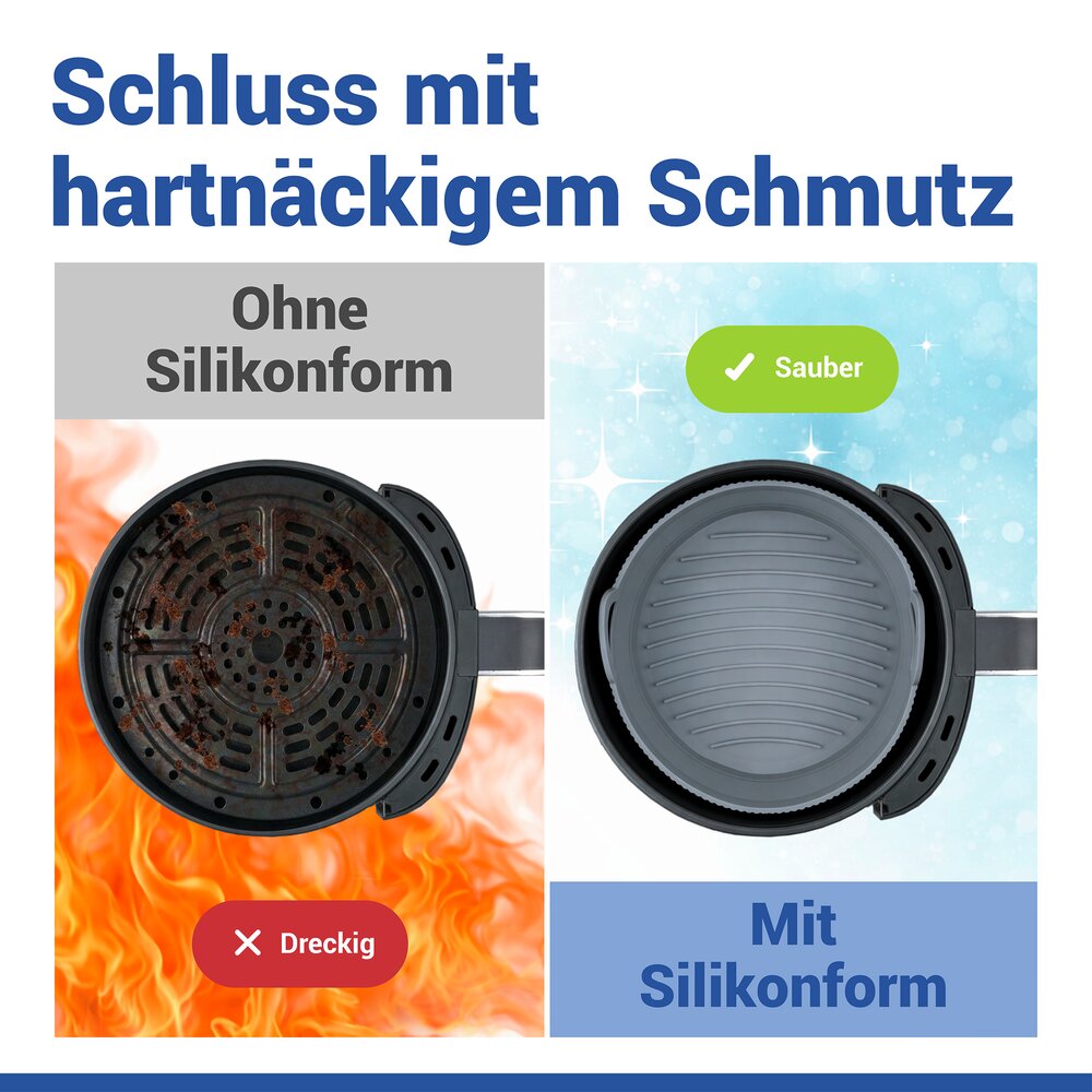 Silikonform für Heißluftfritteusen Mod. Nara, rund  hitzebeständig bis 230 °C, spülmaschinengeeignet