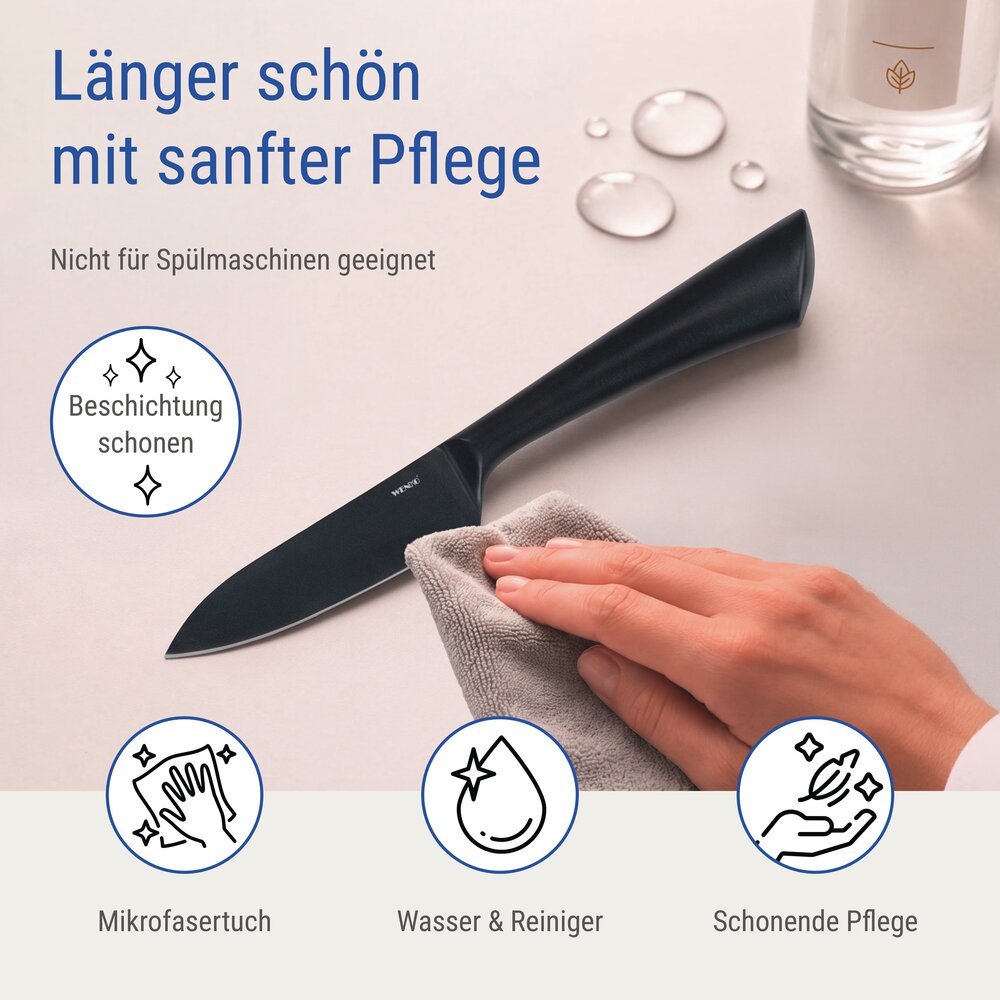 Gemüsemesser Mod. Ace, Schwarz  Küchenmesser aus rostfreiem Edelstahl