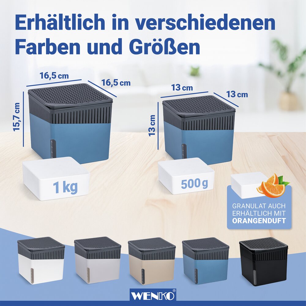 Raumentfeuchter Mod. Cube Blau 1000 g, 2er Set  beugt Schimmel und Gerüchen vor