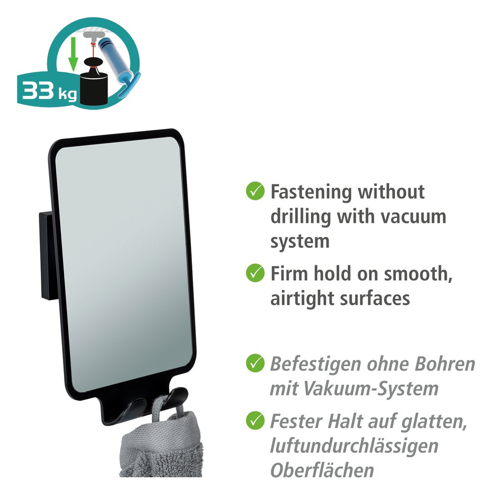 Vacuum-Loc® anticondensspiegel Quadro Zwart