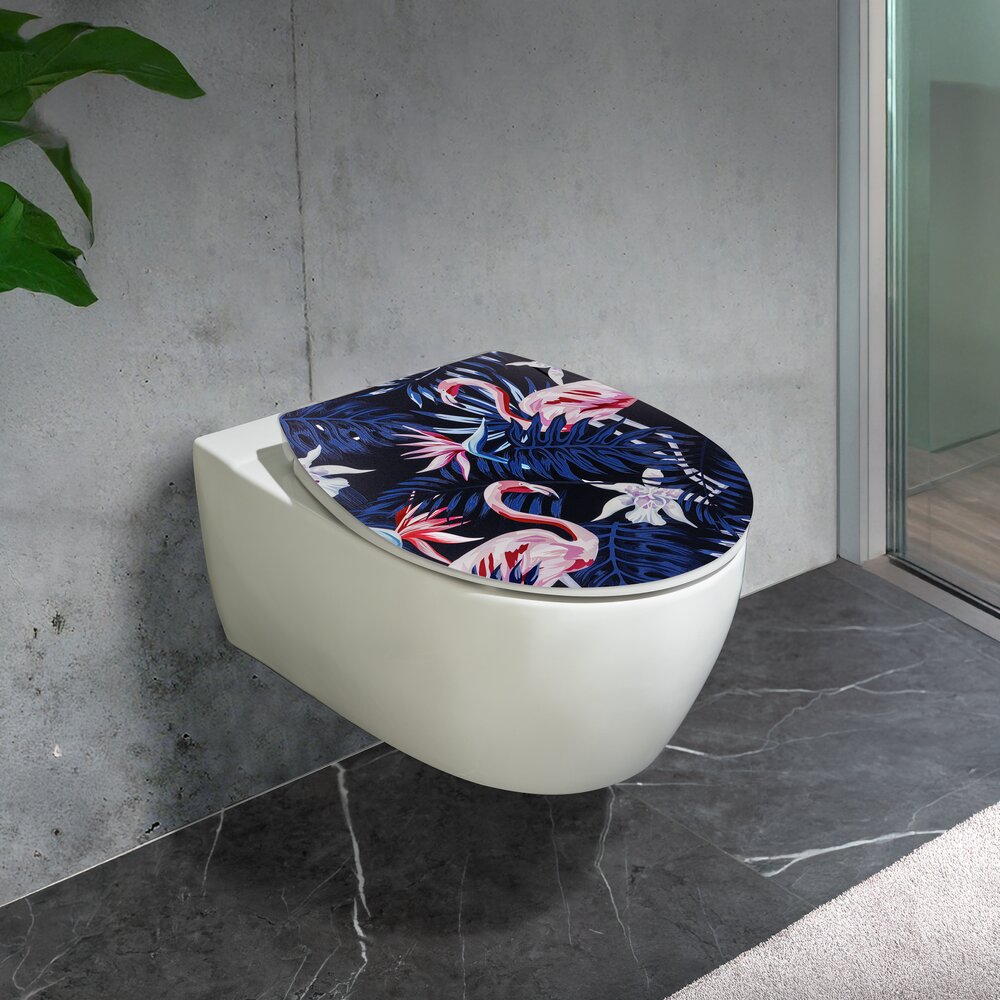 Siège WC Mod. Silvi, multicolore, plastique thermodurci, abaissement auto  fixation inox, surface en relief