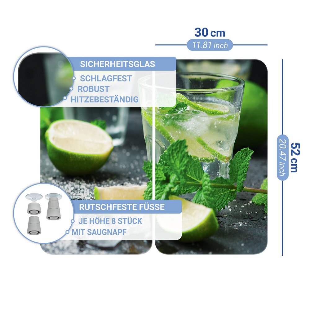 Plaque de Recouvrement Universelle Mod. Mojito, set de 2  pour tous les types de cuisinières
