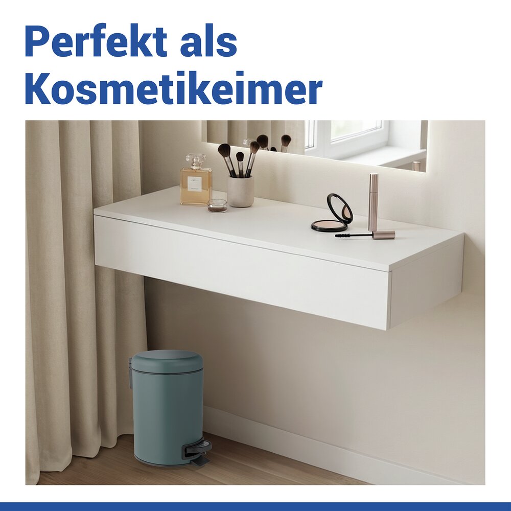 Kosmetik Treteimer Mod. Leman Dunkelgrün Matt 3L  mit herausnehmbarem Einsatz