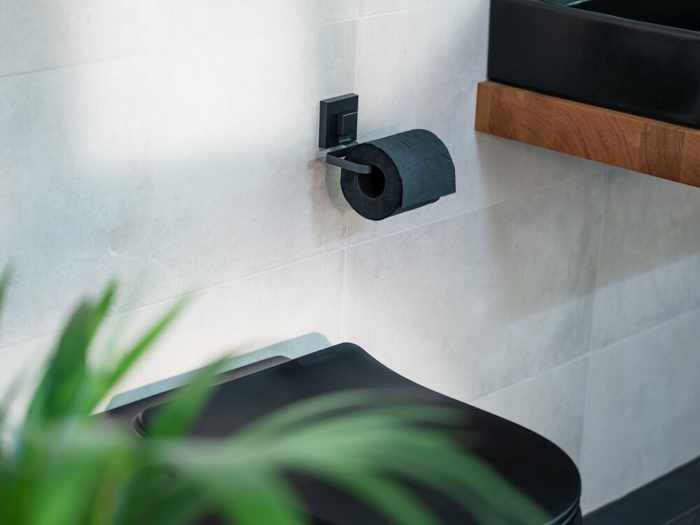 Vacuum-Loc® Toilettenpapierhalter Mod. Quadro Schwarz  Befestigen ohne Bohren
