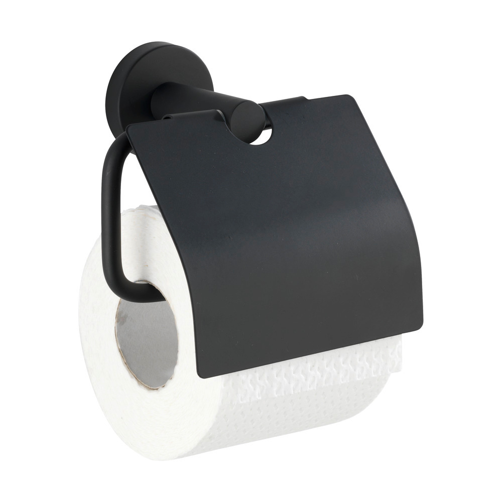 Toilettenpapierhalter Mod. Bosio Black matt mit Deckel  rostfrei