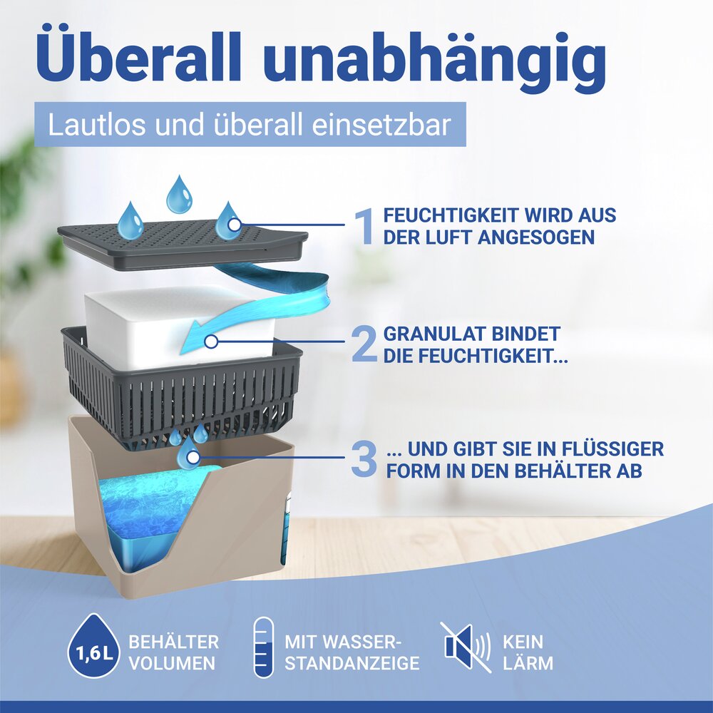Raumentfeuchter Mod. Cube Beige 1000 g  beugt Schimmel und Gerüchen vor