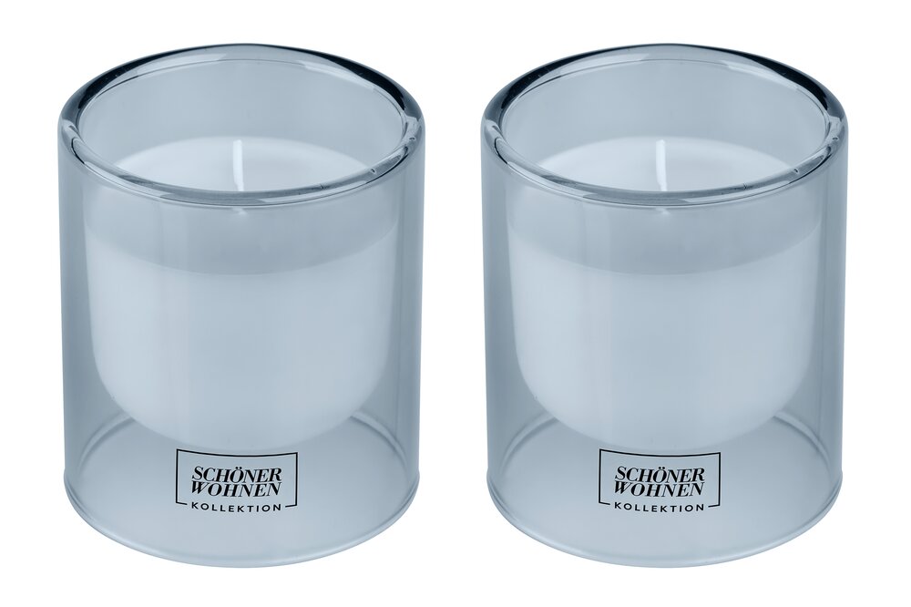 Collection SCHÖNER WOHNEN Bougie parfumée Mod. Soft-Cotton S, lot de 2  Durée de combustion : 20 - 25 heures