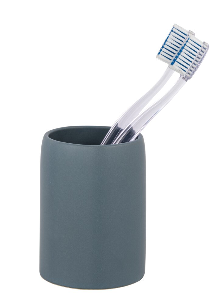 Gobelet à dents céramique Funo bleu  pour ranger les ustensiles de soins dentaires