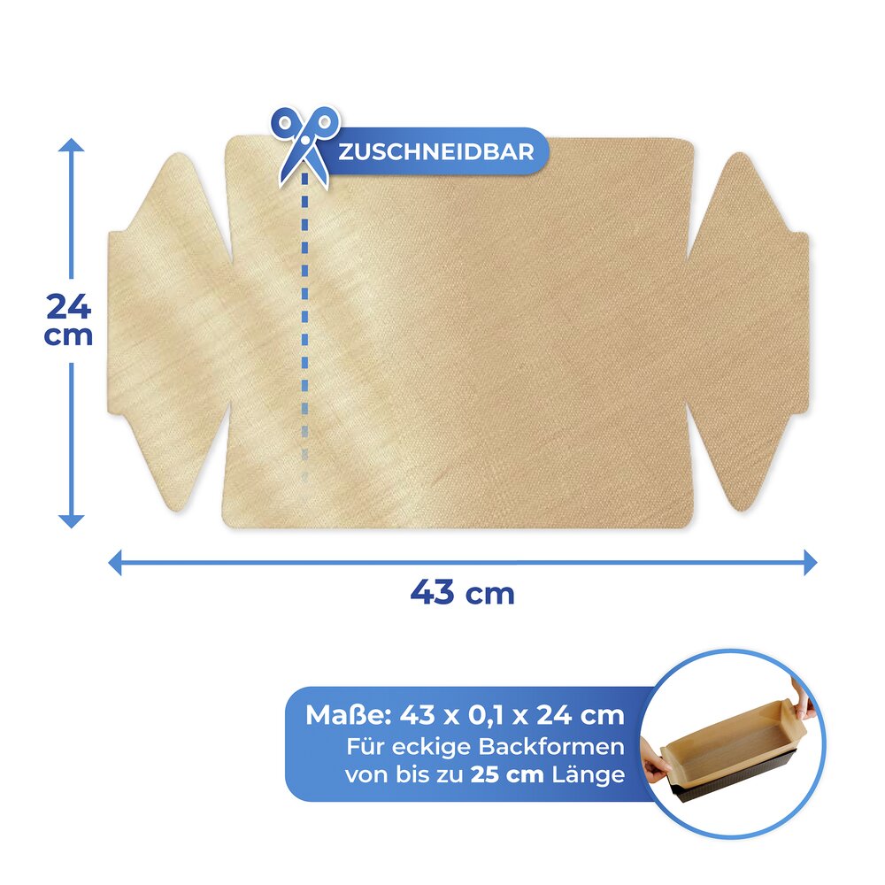 Antihaft-Backform-Zuschnitt eckig und rund  2-teilig