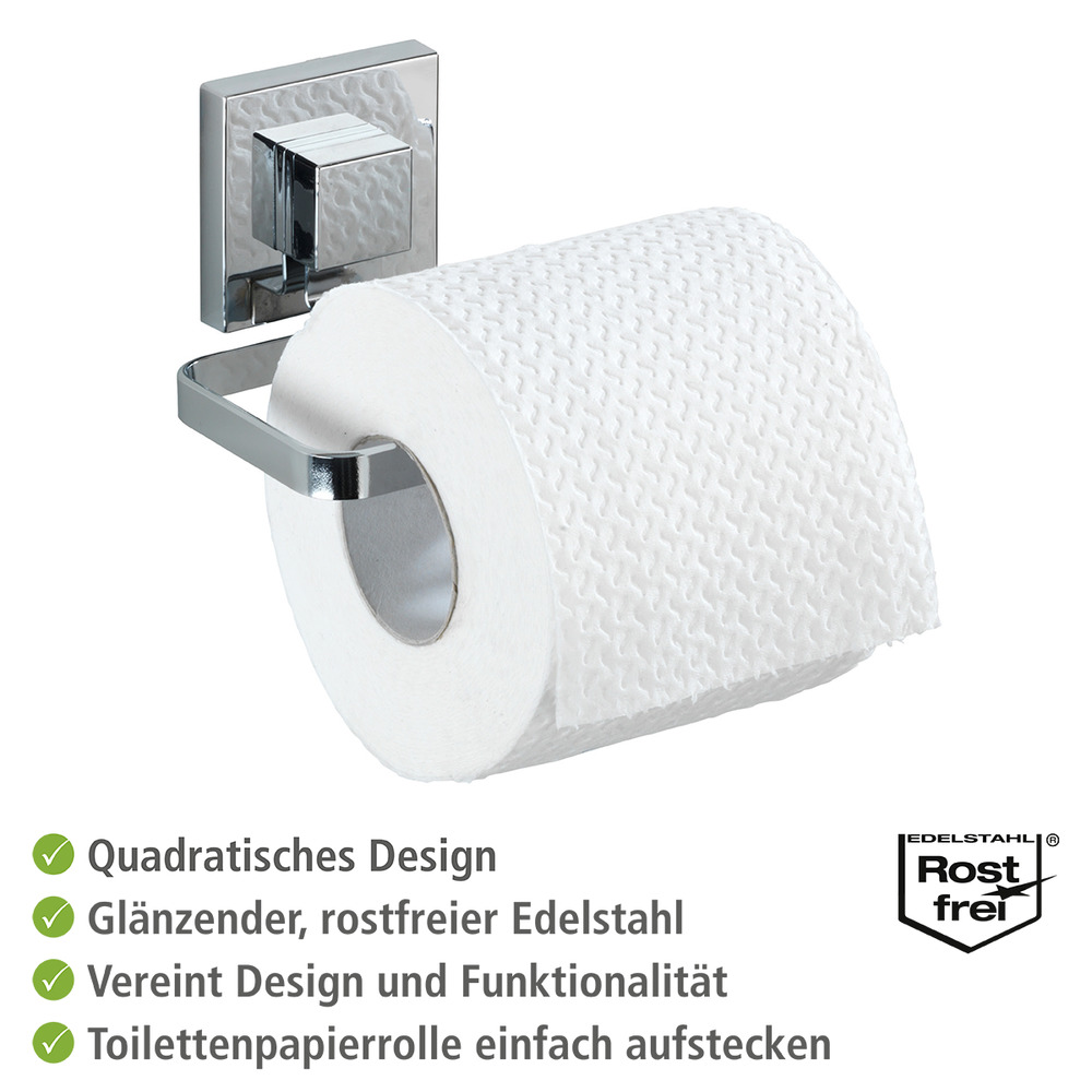 Vacuum-Loc® Edelstahl Toilettenpapierhalter Mod. Quadro  Befestigen ohne bohren