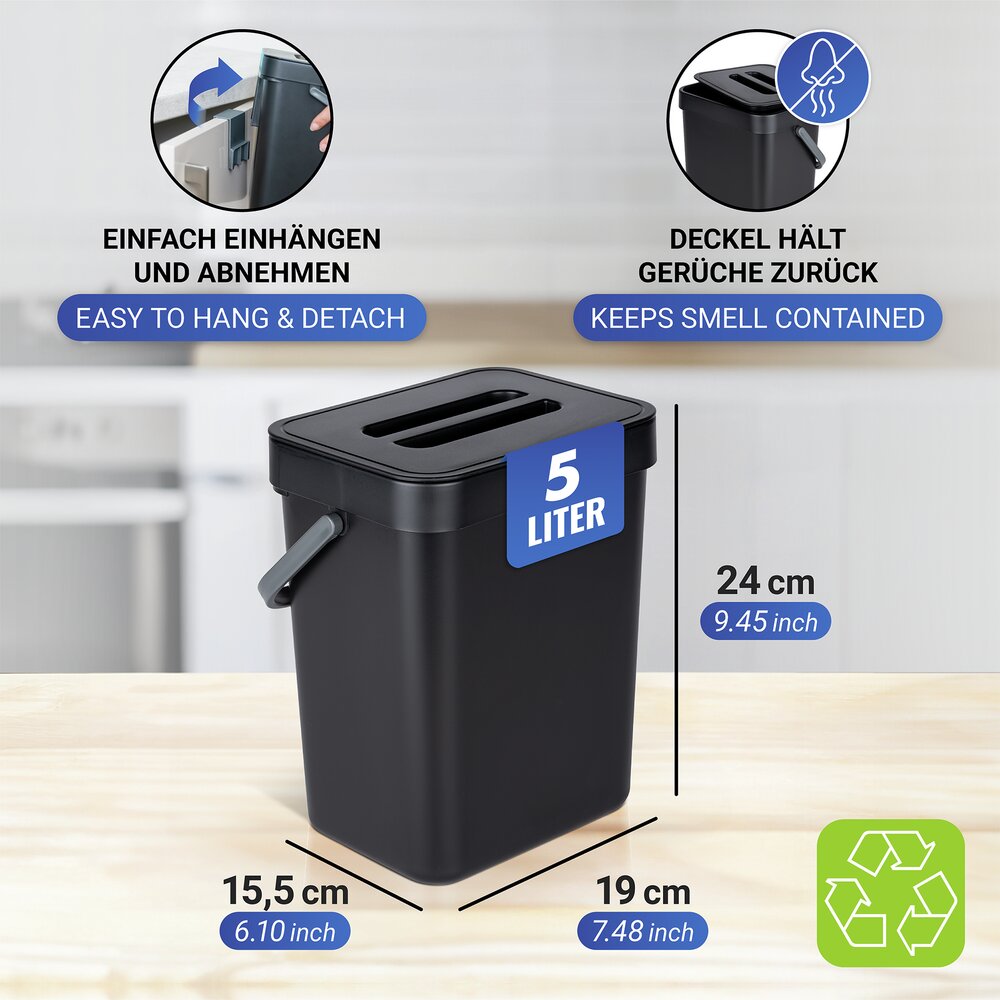 Abfallsammler mit Griff Mod. Tago 5 Liter  flexibel einsetzbar