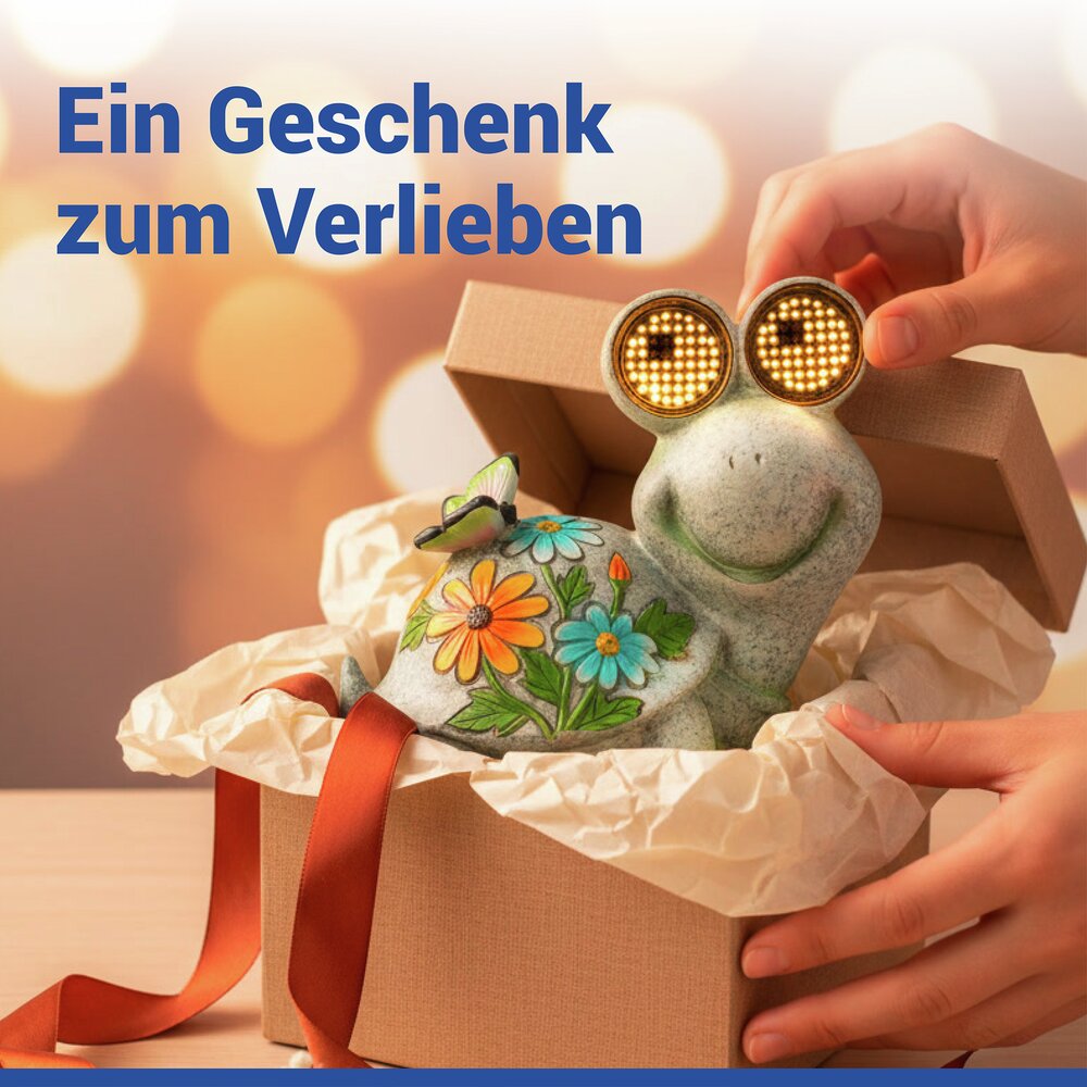 LED Gartenfigur Schildkröte Mod. Blinky Eyes  solarbetriebene Gartendekoration mit leuchtenden Augen