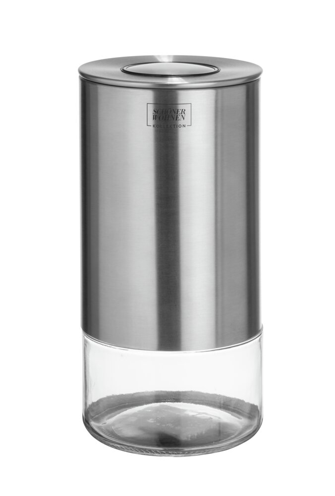 Aufbewahrungsdose Mod. ENOLA, 0,98L, glas, edelstahl, transparent/silber/schwarz  dicht verschließbar, ideal für Küche