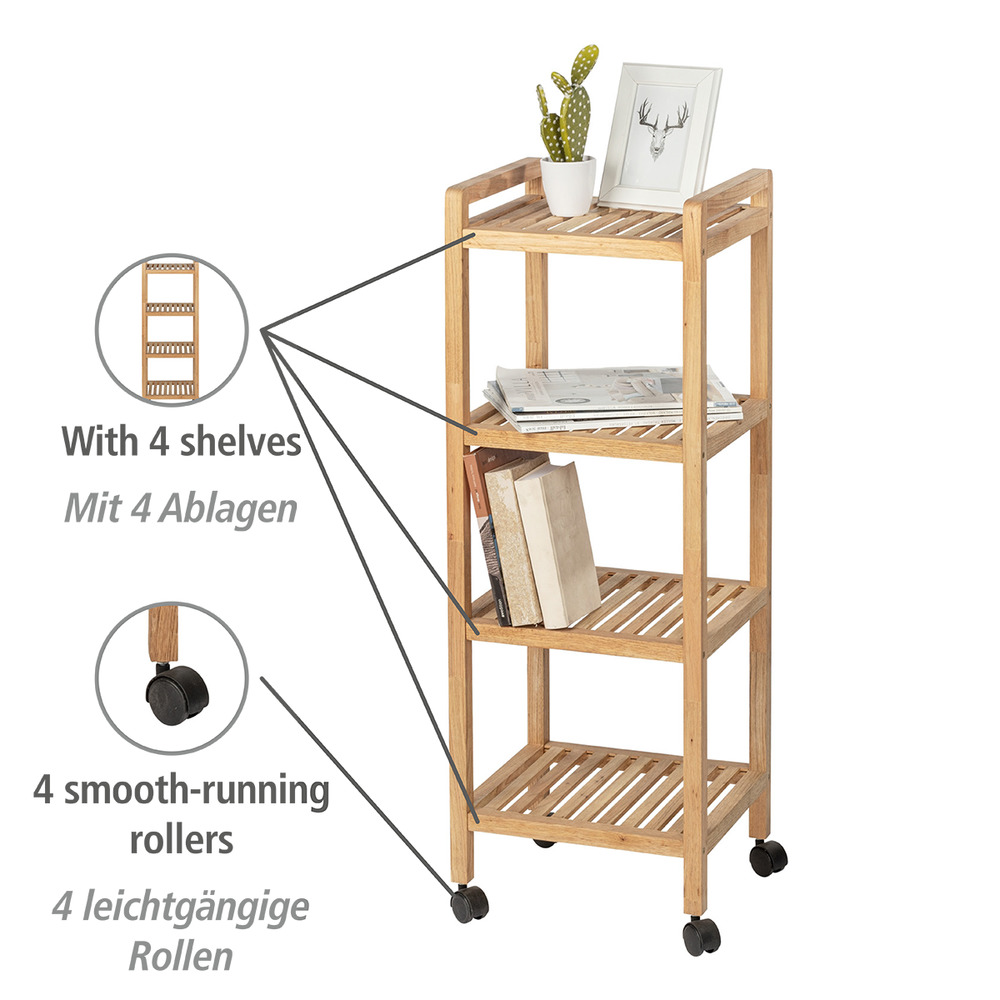 Haushalts- und Badwagen Norway 4 Etagen  schmales Bad-, Küchen- & Wohnregal auf Rollen