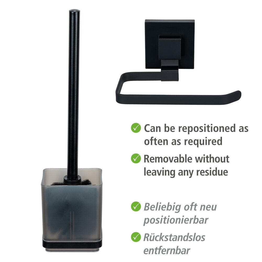 WC-Set Mod. Vacuum-Loc® Quadro, schwarz, Edelstahl/Kunststoff, 9,5x37x12,5 cm  ohne bohren, jederzeit repositionierbar