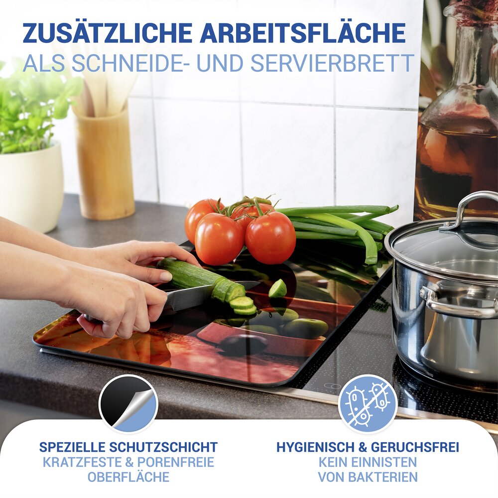 Herdabdeckplatte Universal Mod. Olivenöl, 2er Set  für alle Herdarten geeignet