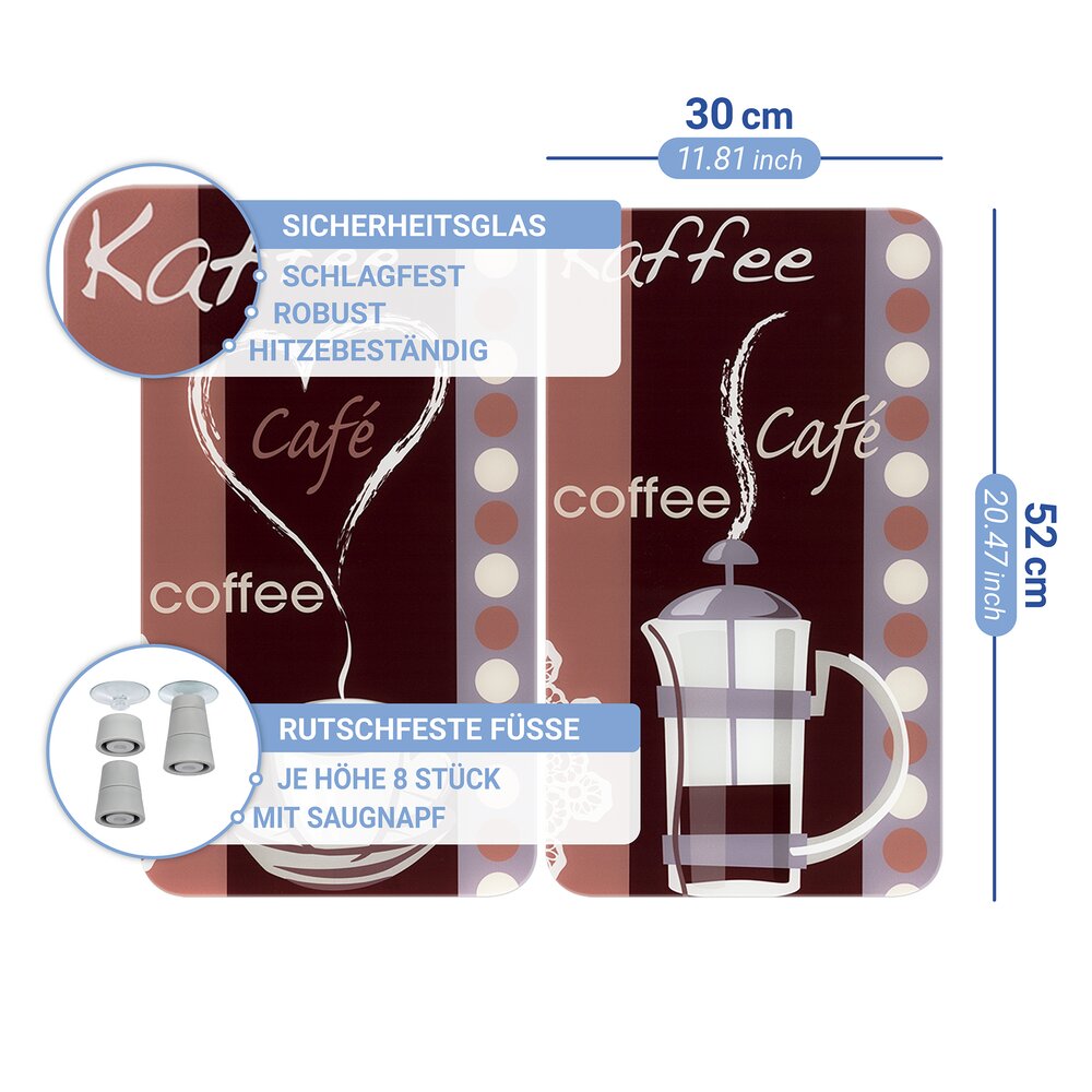 Plaque de Recouvrement Universelle Mod. Arôme du Café, set de 2  pour tous les types de cuisinières