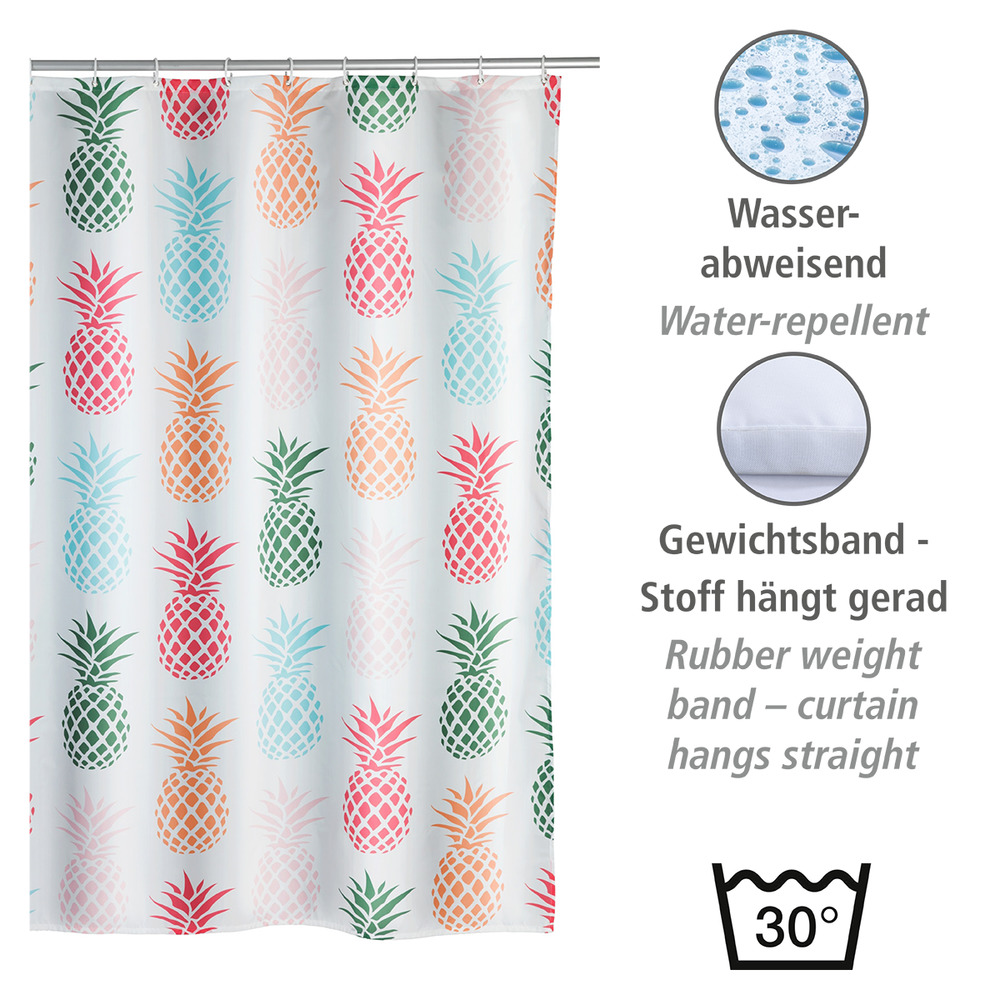 Duschvorhang Mod. Ananas  Polyester, 180 x 200 cm, waschbar