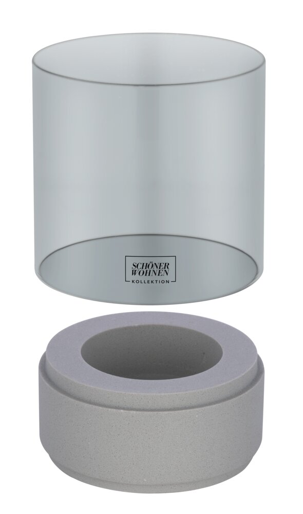 Bougeoir Mod. Canvel M, Gris  Verre pour bougie chauffe-plat, intérieur & extérieur