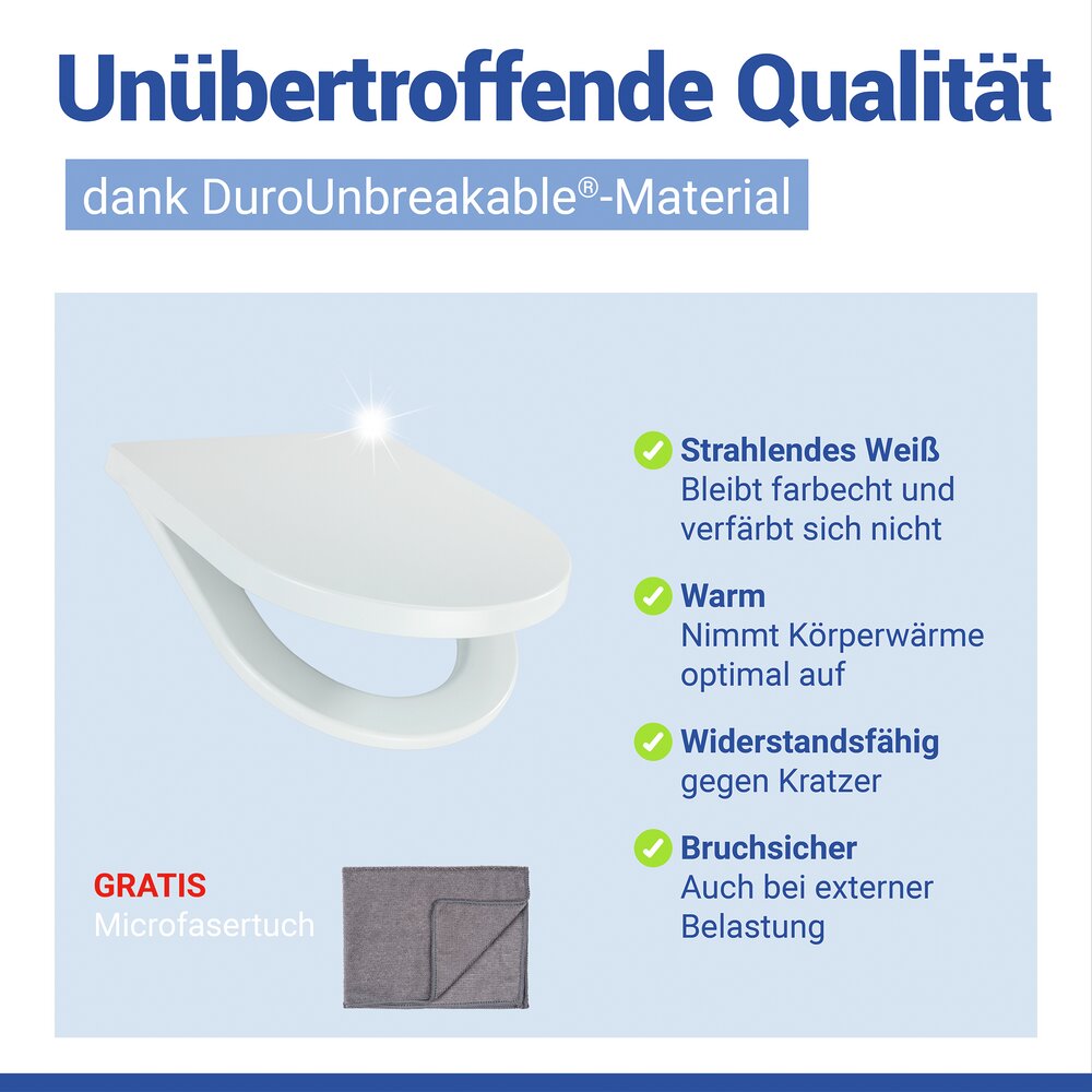 Abattant de WC Mod. Lagor DuroUnbreakable®, blanc  100 % incassable, avec frein de chute